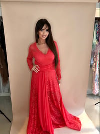 Image 1 of Coral Lace Chiffon Gown 50% OFF LAST IN STOCK