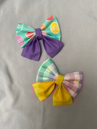 Image 1 of Pastel Plaid / Easter Eggs Bow Tie / Sailor Bow