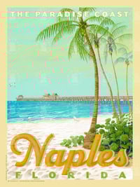 Image 1 of Naples Florida Tropical Vintage Style Poster Art  | Print No 122