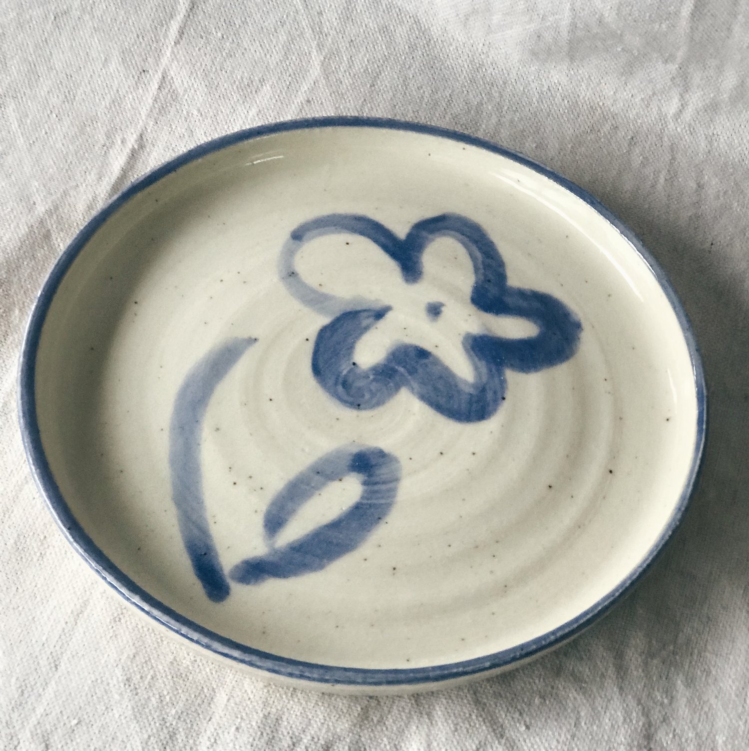 Image of painted plate in blue and white