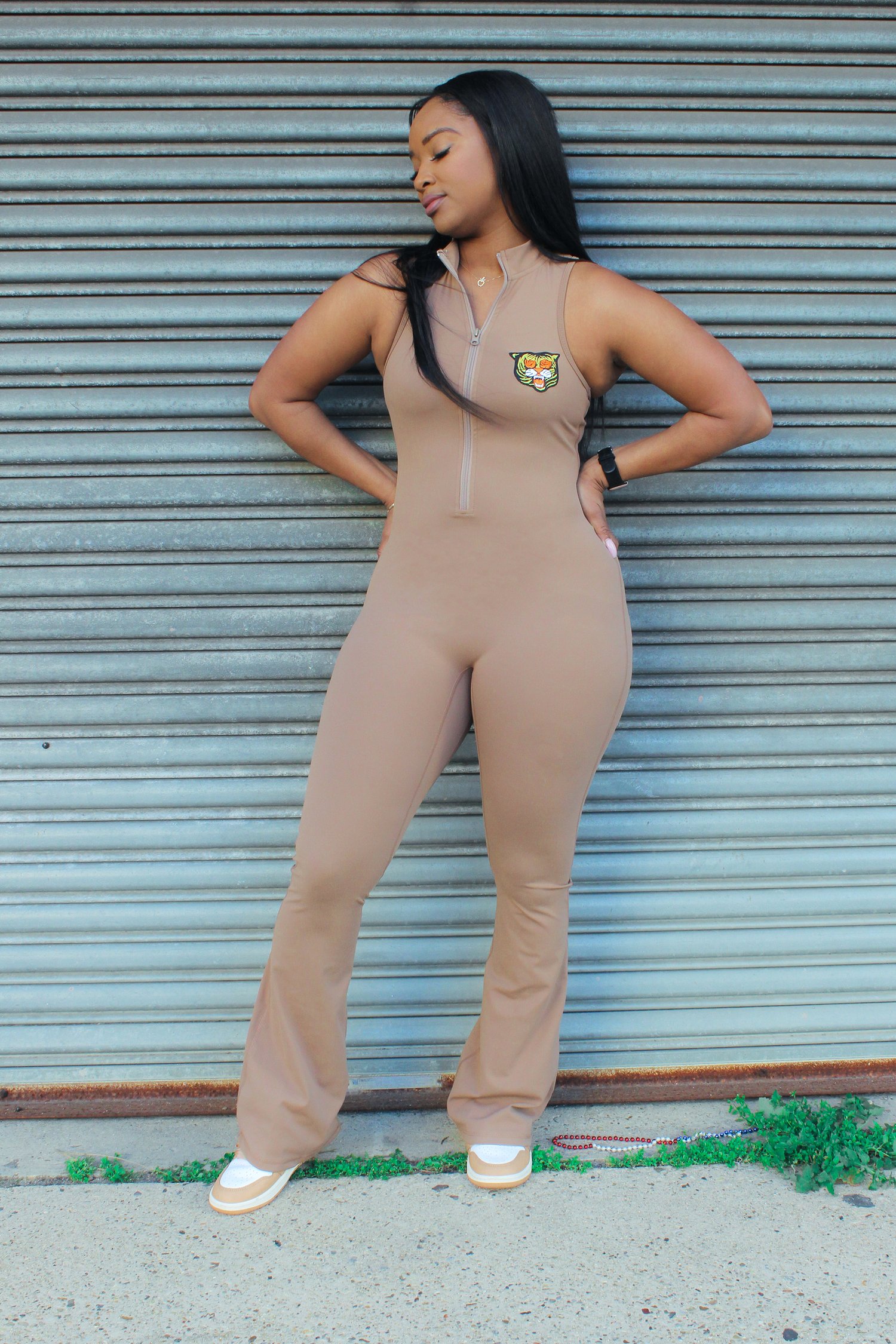 Image of The BLAK Stacked Jumpsuit in Nude