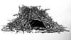 Forest Shelter Mono linocut print