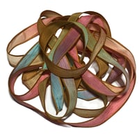 Image 2 of 1PC. FIESTA  42" hand dyed wrist wrap bracelet silk ribbon/by COLOR KISSED SILK