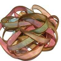 Image 4 of 1PC. FIESTA  42" hand dyed wrist wrap bracelet silk ribbon/by COLOR KISSED SILK