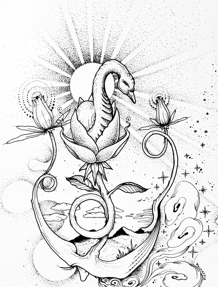 Image of Divine Swan of Grace Original Drawing