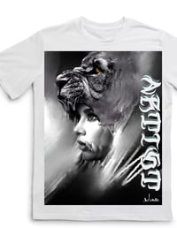 Black and Grey Artist Tee Lion Tattoo Art Graphic Ink
