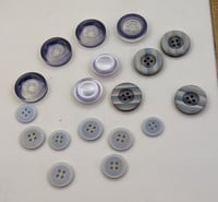 Image 1 of Vintage Light Gray & Blue Buttons (18)