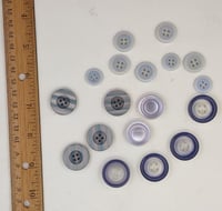 Image 2 of Vintage Light Gray & Blue Buttons (18)