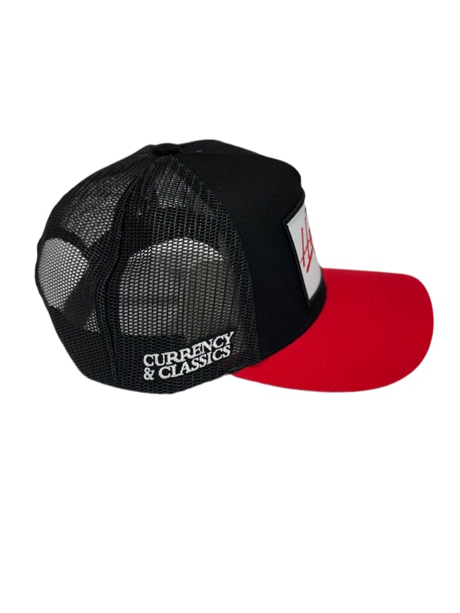 Hustlers of America  Red& Black Trucker