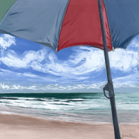 Image 1 of Umbrella on Cape Canaveral Beach -Fine Art Print