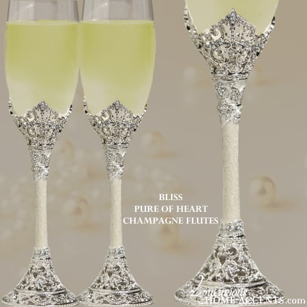 Beautiful Crystal Flutes and buy Rhinestone Serving Sets