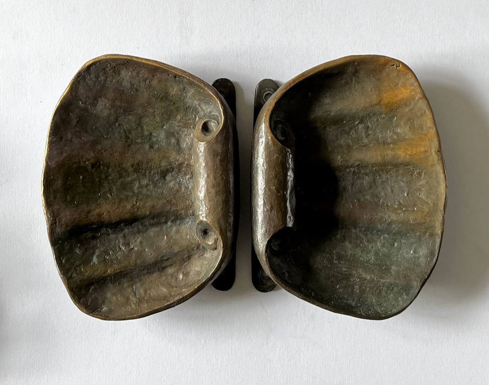 Image of Pair of Large Bronze Door Handles in the Shape of Seashells (Reserved)