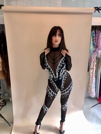 Image 1 of Mesh Panelled Starstruck Catsuit 