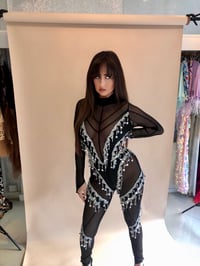 Image 2 of Mesh Panelled Starstruck Catsuit 