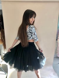 Image 5 of Black Tulle Skirt and Silver Sequin Crop Top Co-Ord Set