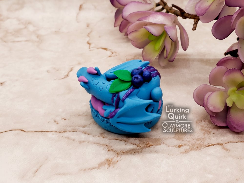 Polymer Clay Blueberry Macaron Dragon