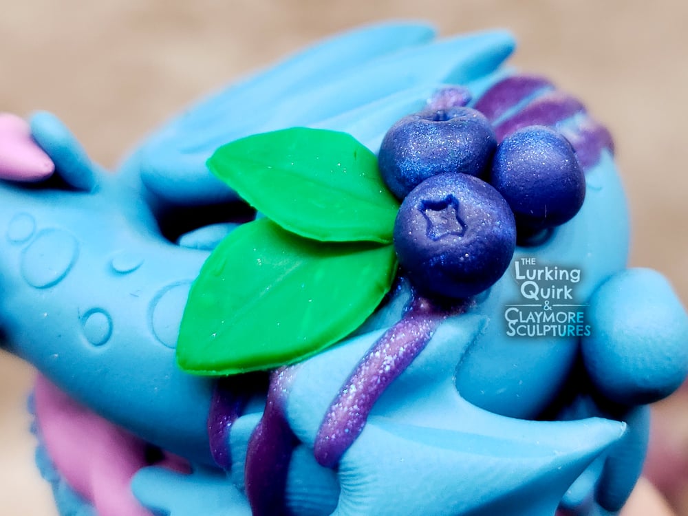 Polymer Clay Blueberry Macaron Dragon