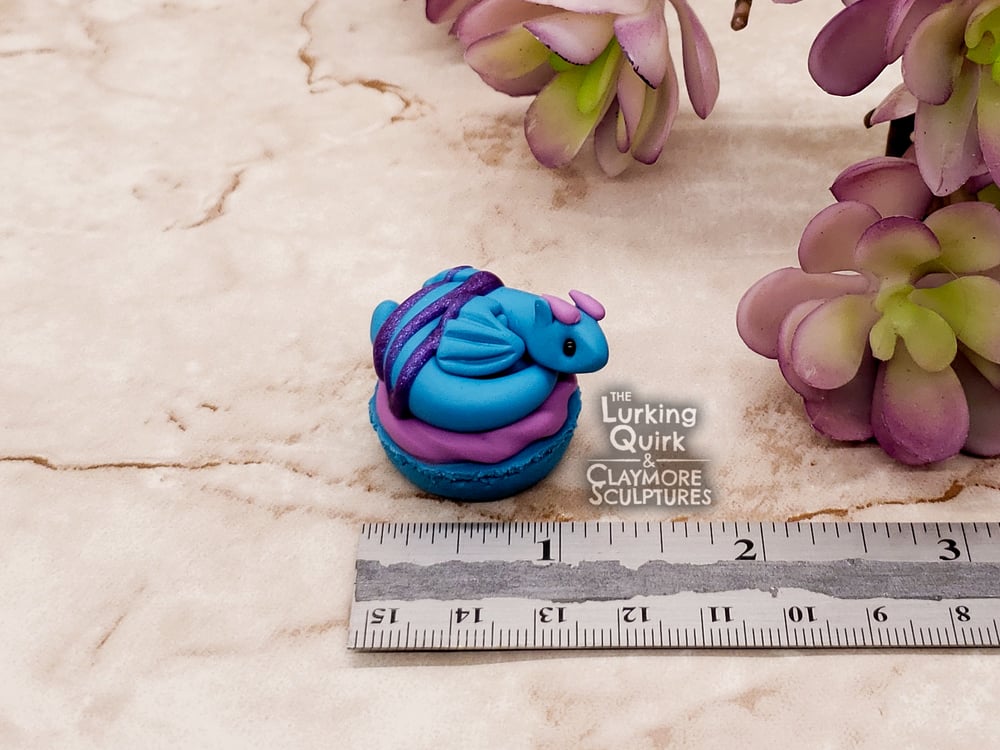 Mini Polymer Clay Blueberry Macaron Dragon