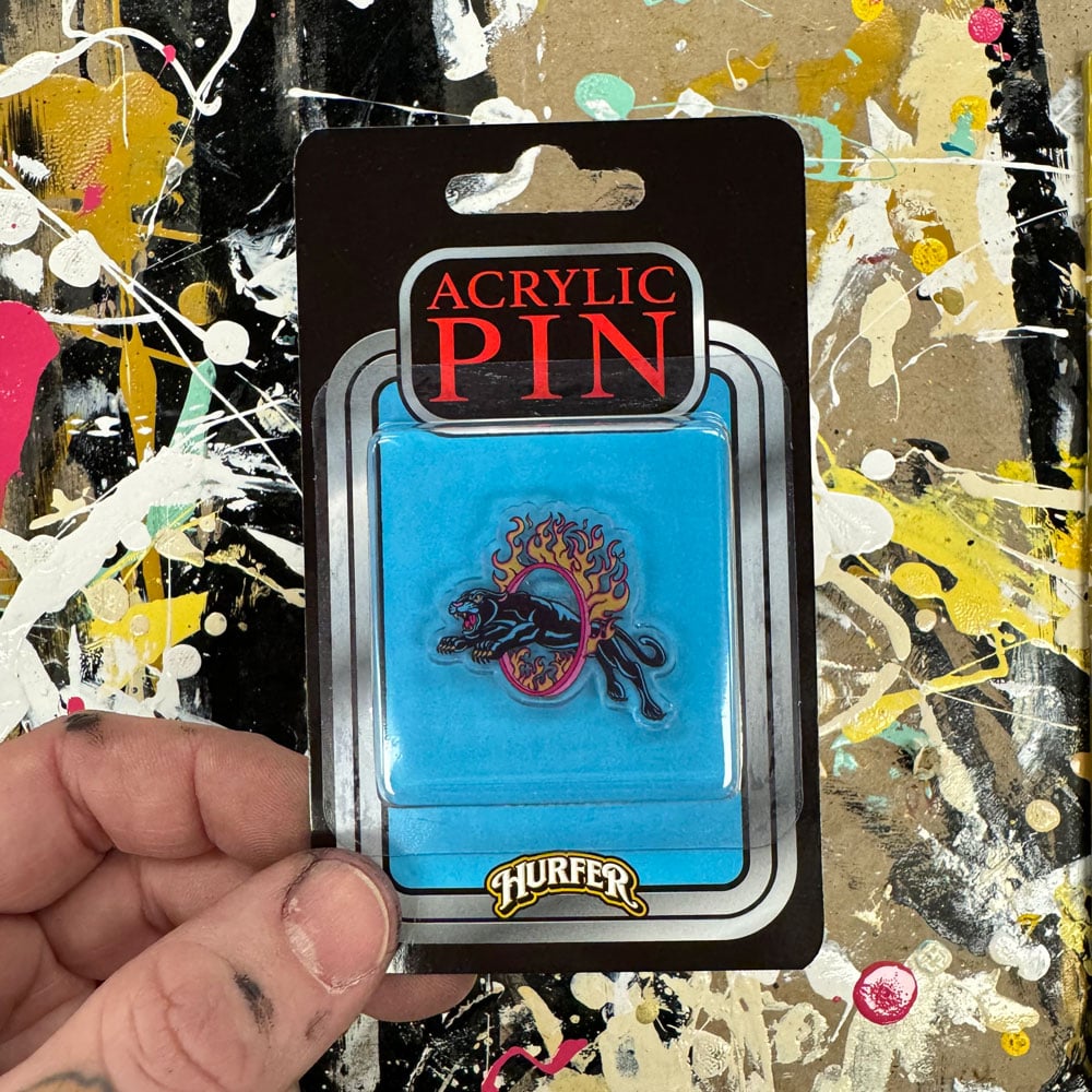 Panther Flaming Hoop- Acrylic Pin