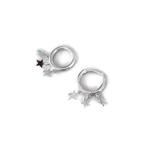Image of Sterling Silver Star Huggie Hoop Earrings