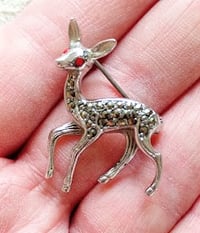 Image 5 of 1960s Vintage Marcasite Deer Brooch