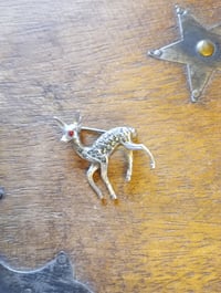 Image 2 of 1960s Vintage Marcasite Deer Brooch