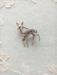 Image 1 of 1960s Vintage Marcasite Deer Brooch