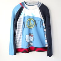 Image 2 of peace love hello kitty ourtneycourtney adult L large long sleeve raglan shirt top tee sanrio