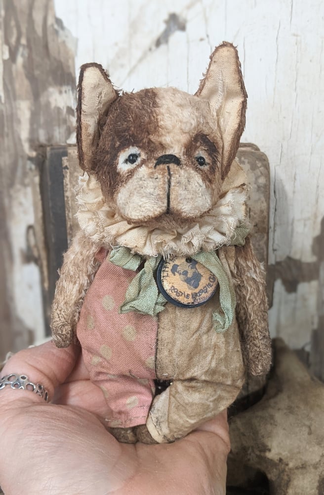 Image of  6" - Little Nipper Club French Bulldog in pink romper by whendis bears