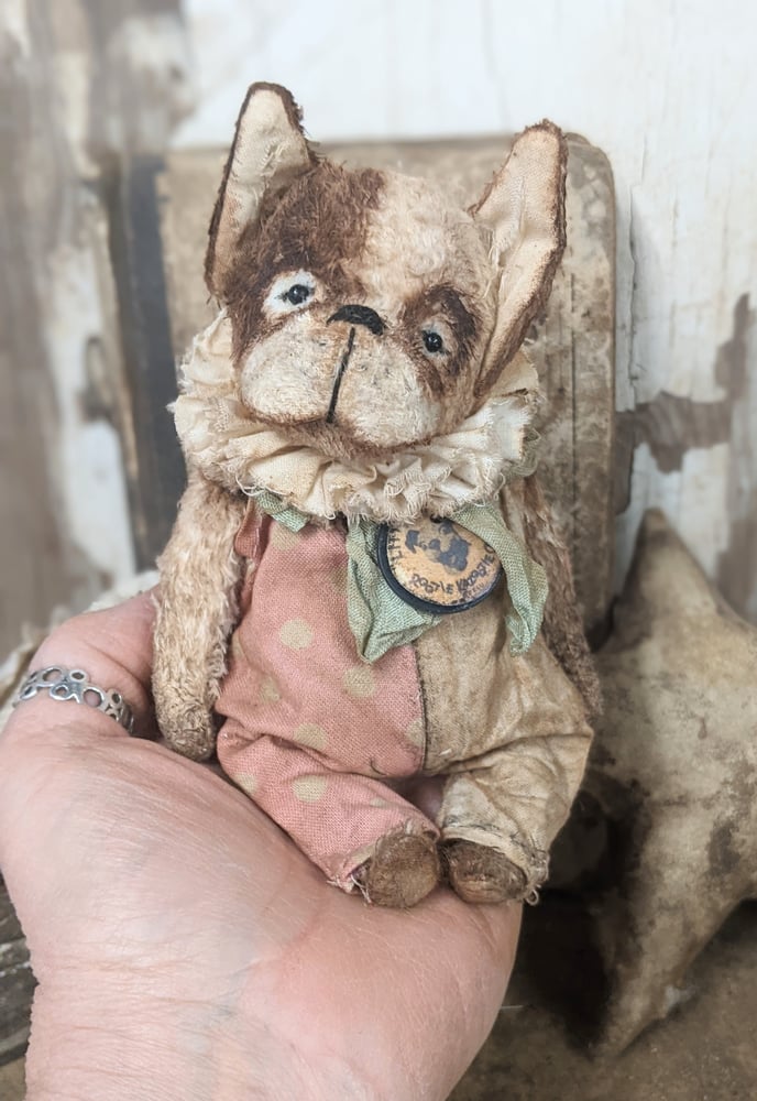 Image of  6" - Little Nipper Club French Bulldog in pink romper by whendis bears