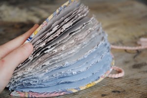 LORIOT — carnet reliure copte — pages rondes — couverture de tissu blockprint indien