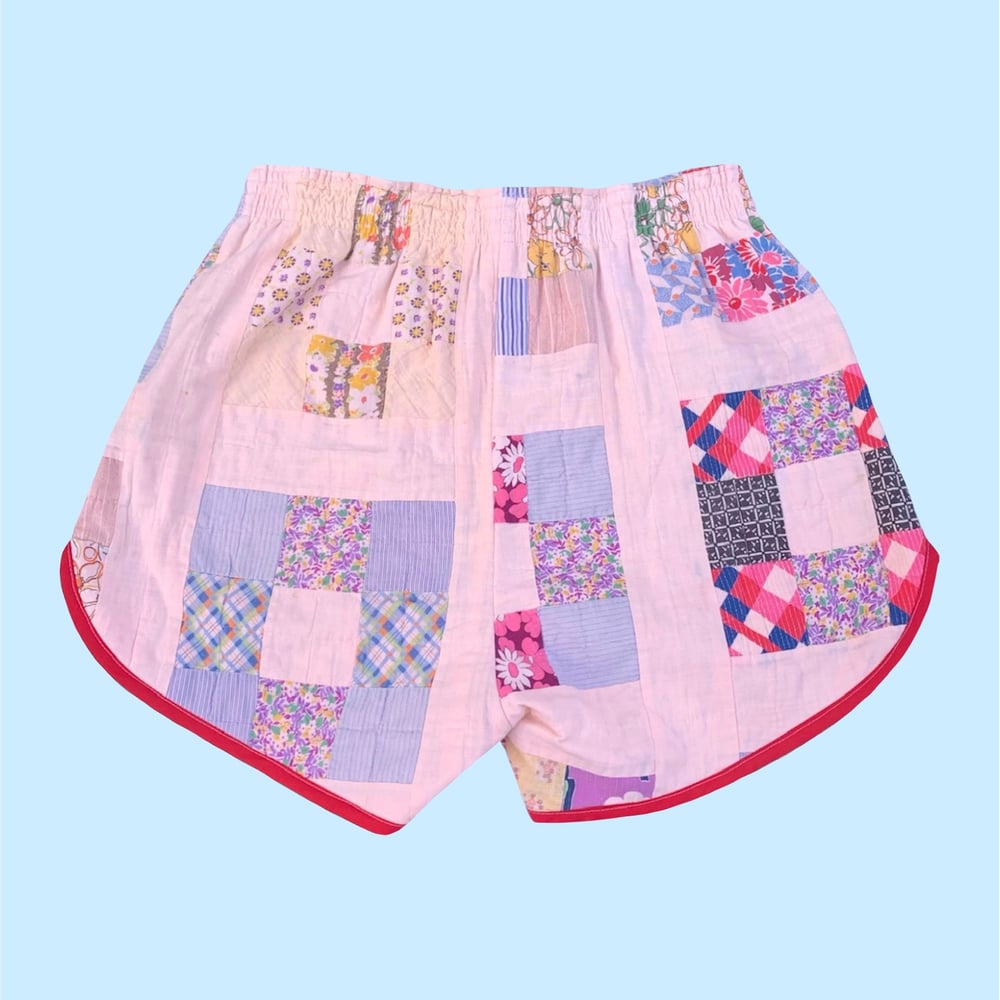 Image of Retro Quilt Shorts — Red & Pink Patchwork