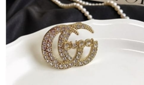 Image of Dazzle Rhinestone GG Brooch