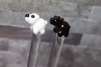 Image 1 of Tiny Bear Glass Stir Stick - Polar Bear & Brown Bear