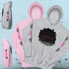 Asteroid hoodie with printed sleeves (grey/pink)