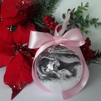 Image 3 of 8cm Beautiful Personalised Baby Scan Ornament,New Baby Announcment Bauble,Bumps 1st Christmas Bauble