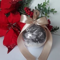 Image 5 of 8cm Beautiful Personalised Baby Scan Ornament,New Baby Announcment Bauble,Bumps 1st Christmas Bauble