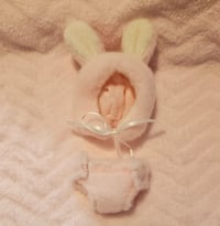 Image 2 of Cute bunny hat and nappy for small dolls NO Dolls
