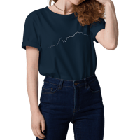 Image 5 of Monte Bianco PULSE T-shirt in Cotone Organico Unisex Blu Navy / white