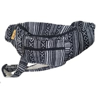 Image 1 of HANDWOVEN COTTON HEMP FANNY PACK BLACK AND WHITE