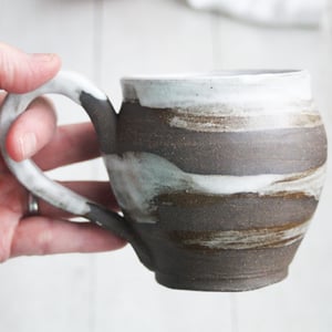 Image of Dark Chocolate and Marshmallow Glazed Coffee Cup, Handmade Mug Organic Feel, Made in USA