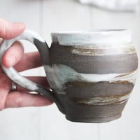 Image 5 of Dark Chocolate and Marshmallow Glazed Coffee Cup, Handmade Mug Organic Feel, Made in USA