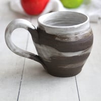 Image 2 of Dark Chocolate and Marshmallow Glazed Coffee Cup, Handmade Mug Organic Feel, Made in USA