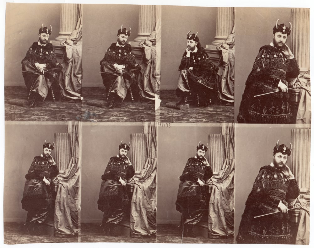 Image of Eugène Disdéri: uncut sheet of Henri de Lutteroth as Black Devil, ca. 1863