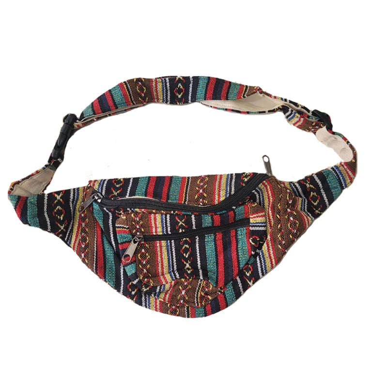 Image of HANDWOVEN COTTON HEMP FANNY PACK COLORFUL