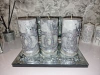 Image 1 of LARGE GREY MARBLE CANDLE SET 