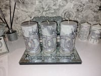 Image 3 of LARGE GREY MARBLE CANDLE SET 