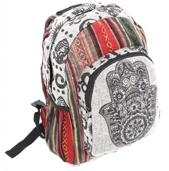 Image of HANDWOVEN COTTON HEMP PALM MANDALA MINI BACKPACK