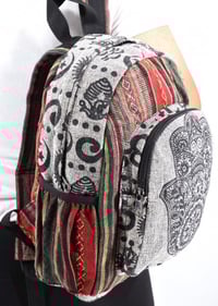 Image 3 of HANDWOVEN COTTON HEMP PALM MANDALA MINI BACKPACK