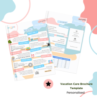 Personalised Vacation Care Brochure- Template Only